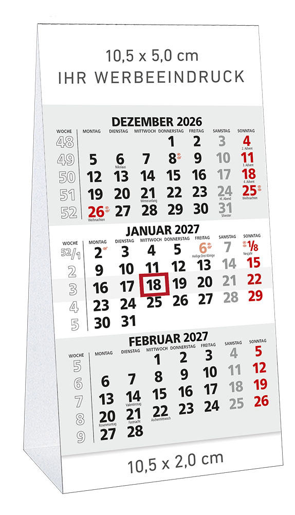 3-Monats-Tischaufstellkalender "Metz"